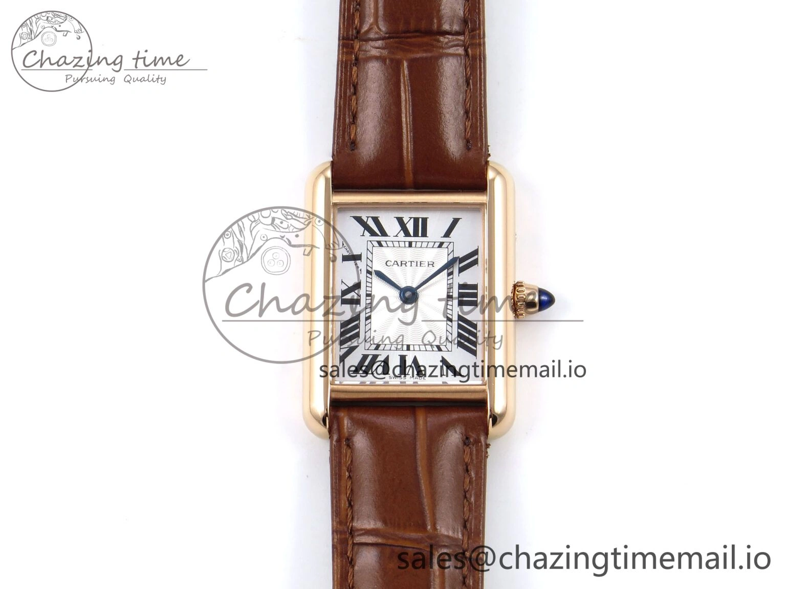Effortless Tank Must RG 22mm AF 1:1 Best Edition White Dial on Brown Leather Strap Ronda Quartz 5874