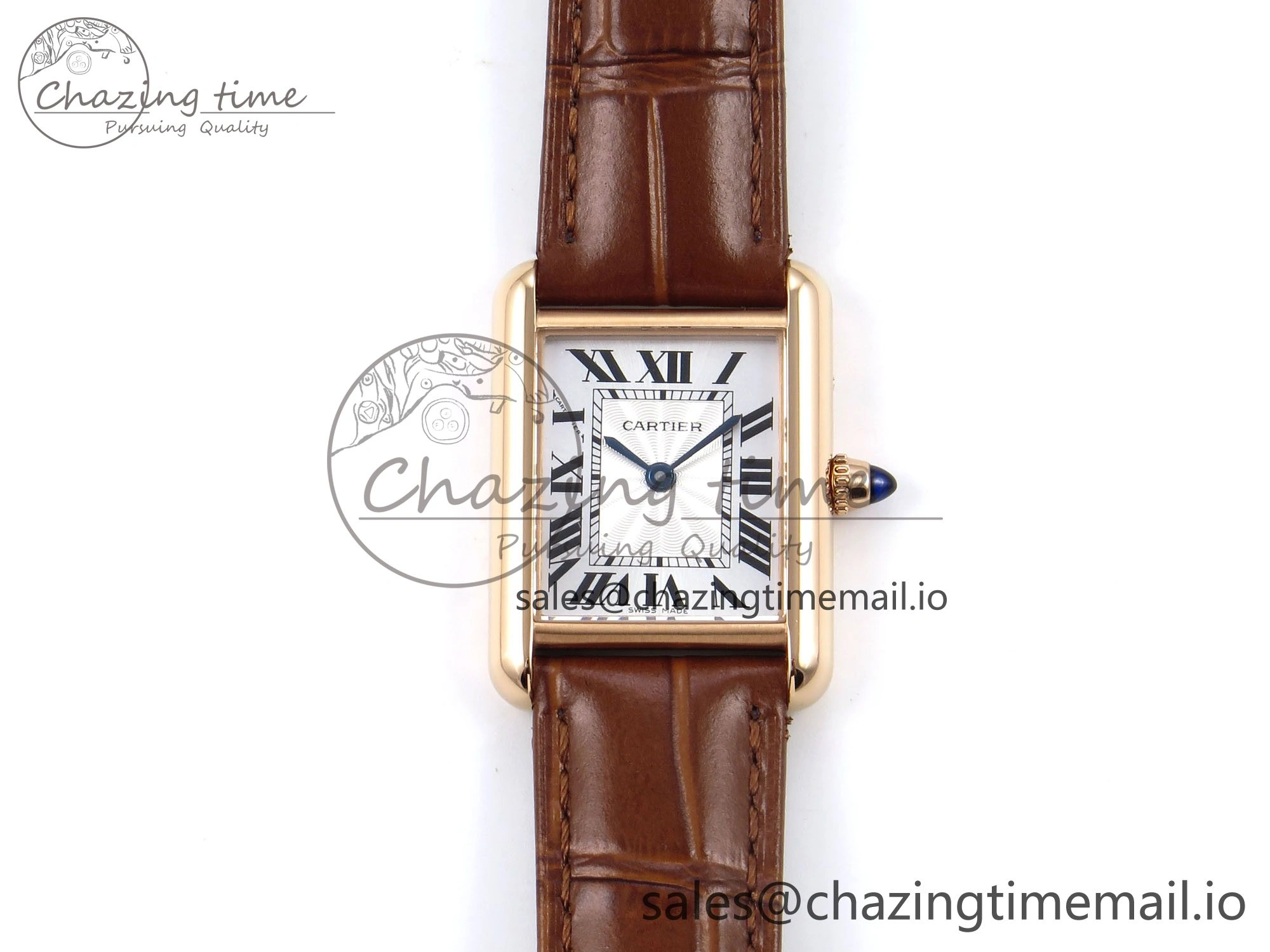 Effortless Tank Must RG 22mm AF 1:1 Best Edition White Dial on Brown Leather Strap Ronda Quartz 5874