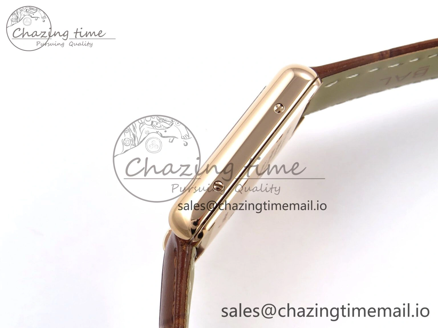 Effortless Tank Must RG 22mm AF 1:1 Best Edition White Dial on Brown Leather Strap Ronda Quartz 5874