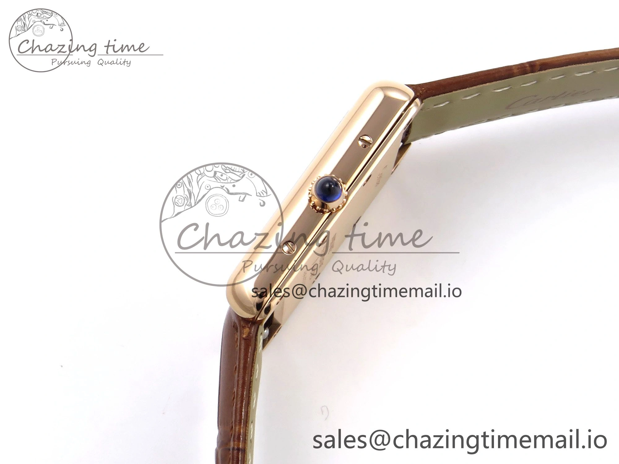 Effortless Tank Must RG 22mm AF 1:1 Best Edition White Dial on Brown Leather Strap Ronda Quartz 5874