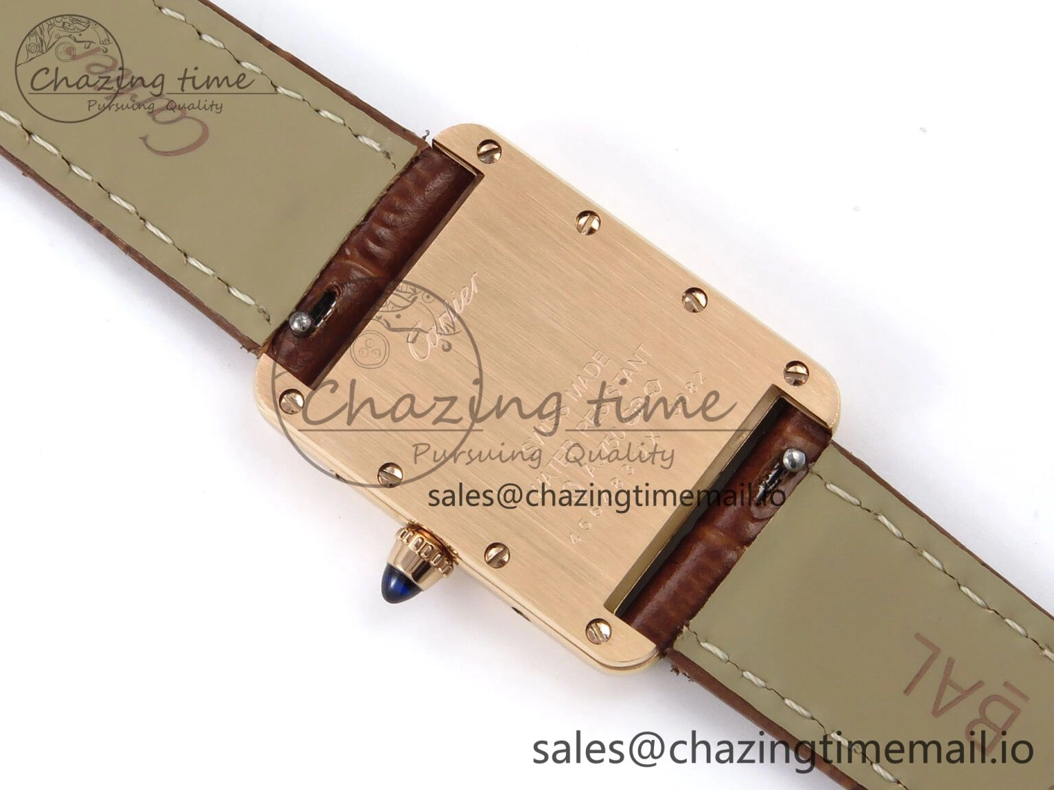 Effortless Tank Must RG 22mm AF 1:1 Best Edition White Dial on Brown Leather Strap Ronda Quartz 5874