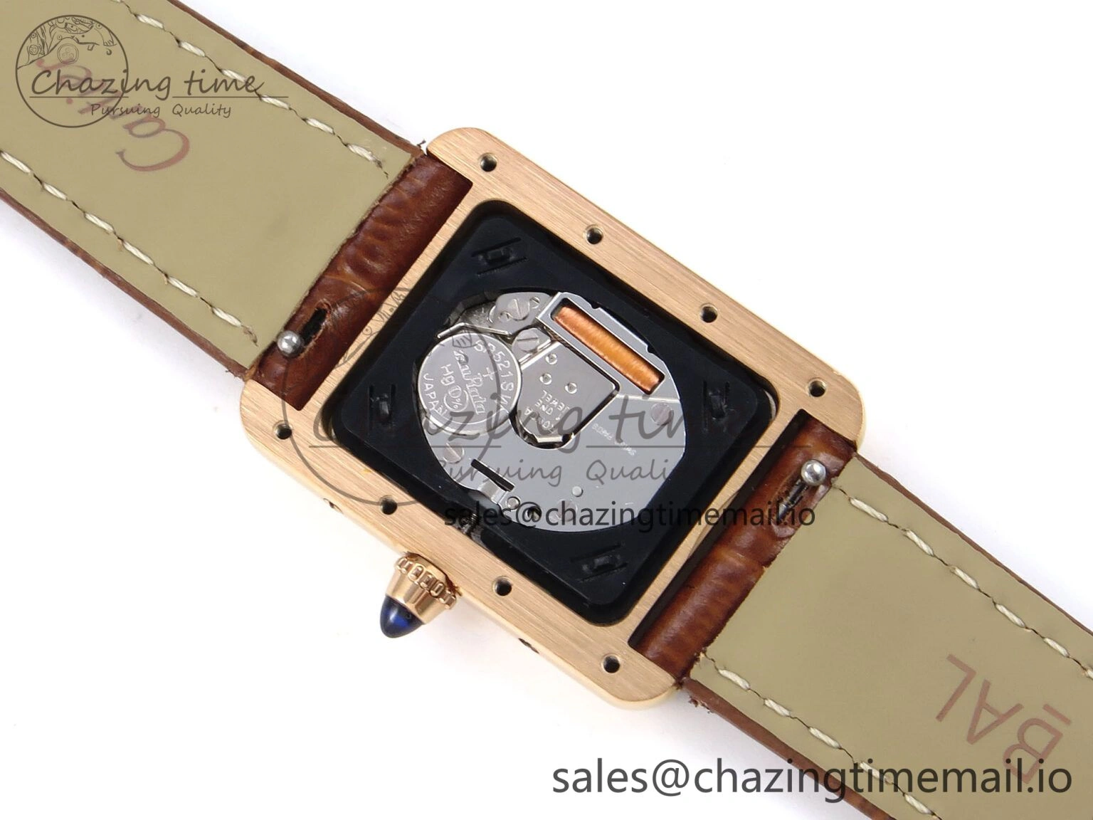 Effortless Tank Must RG 22mm AF 1:1 Best Edition White Dial on Brown Leather Strap Ronda Quartz 5874