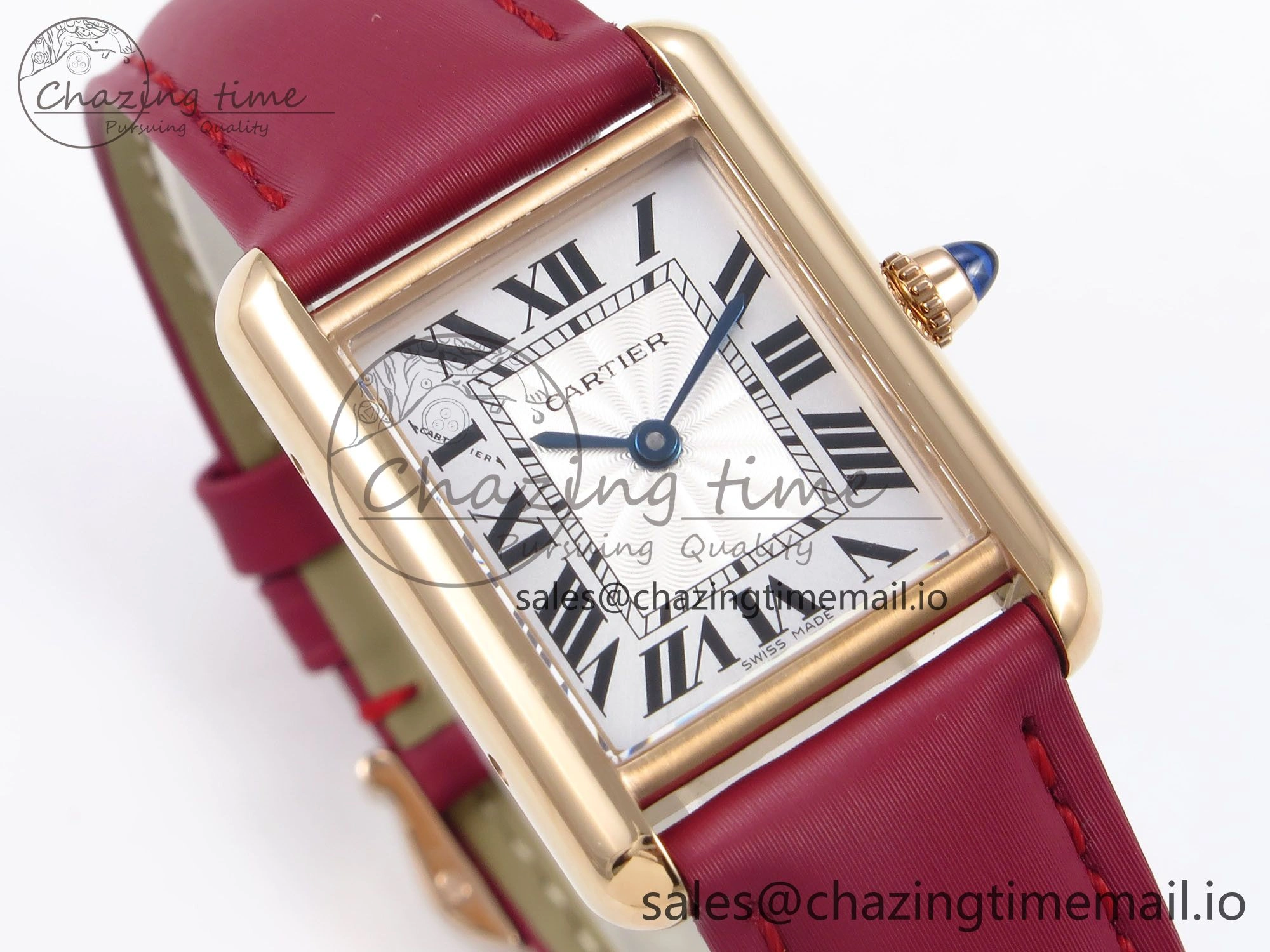 Tank Must RG 22mm AF 1:1 Best Edition White Dial on Red Fabric Strap Ronda Quartz SoftTouch 5871