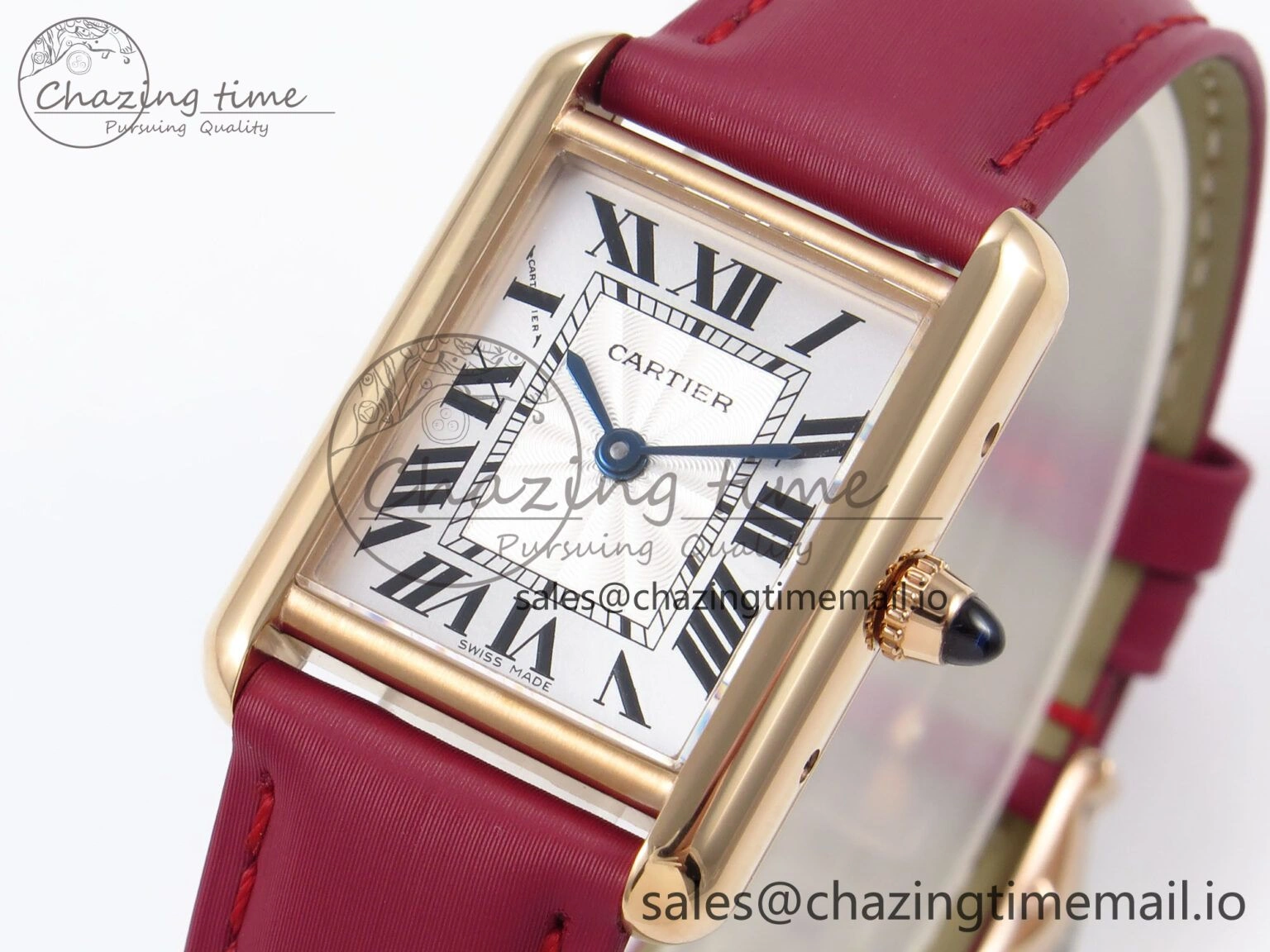 Tank Must RG 22mm AF 1:1 Best Edition White Dial on Red Fabric Strap Ronda Quartz SoftTouch 5871