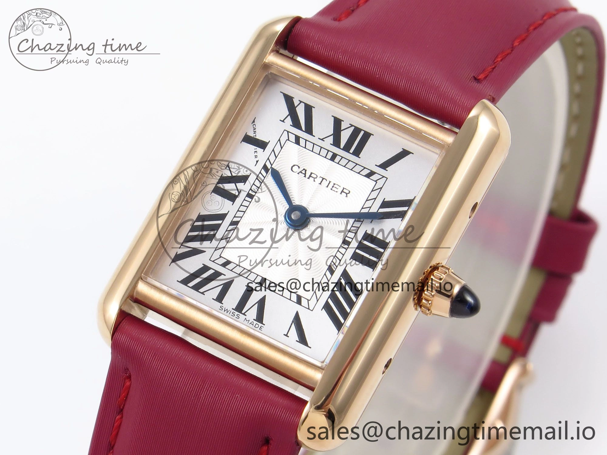 Tank Must RG 22mm AF 1:1 Best Edition White Dial on Red Fabric Strap Ronda Quartz SoftTouch 5871
