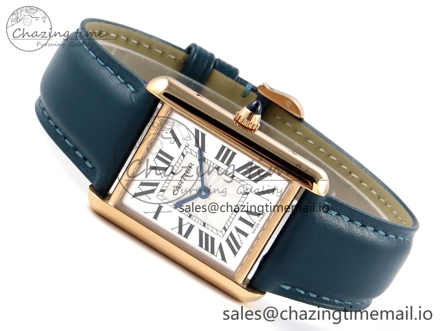 Tank Must RG 25.5mm AF 1:1 Best Edition White Dial on Blue Leather Strap Ronda Quartz Lightweight 5886