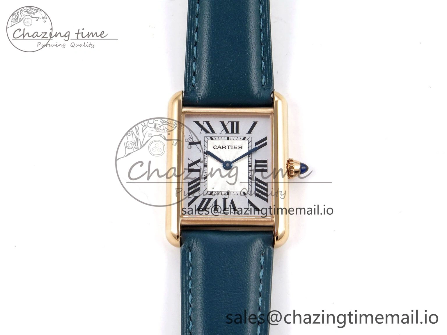 Tank Must RG 25.5mm AF 1:1 Best Edition White Dial on Blue Leather Strap Ronda Quartz Lightweight 5886