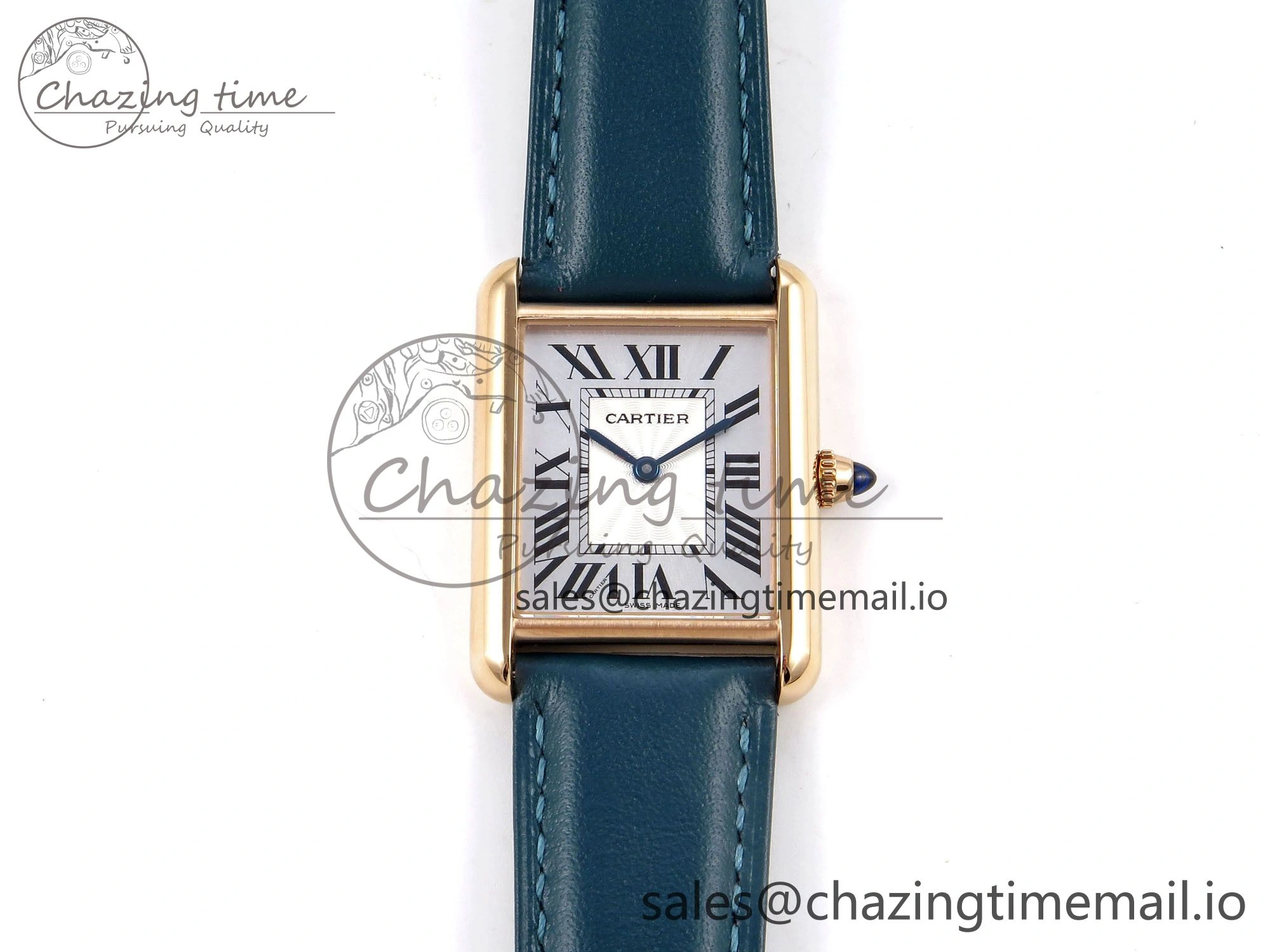 Tank Must RG 25.5mm AF 1:1 Best Edition White Dial on Blue Leather Strap Ronda Quartz Lightweight 5886