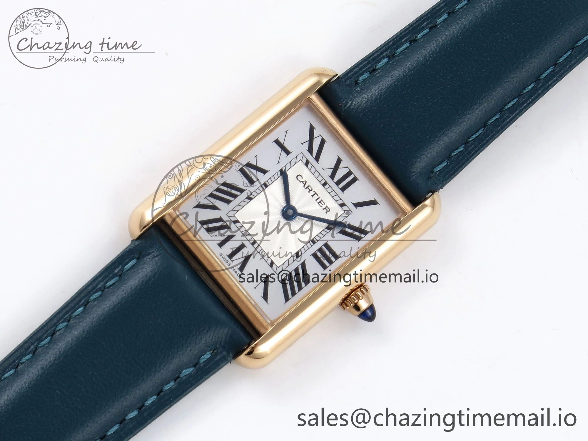 Tank Must RG 25.5mm AF 1:1 Best Edition White Dial on Blue Leather Strap Ronda Quartz Lightweight 5886