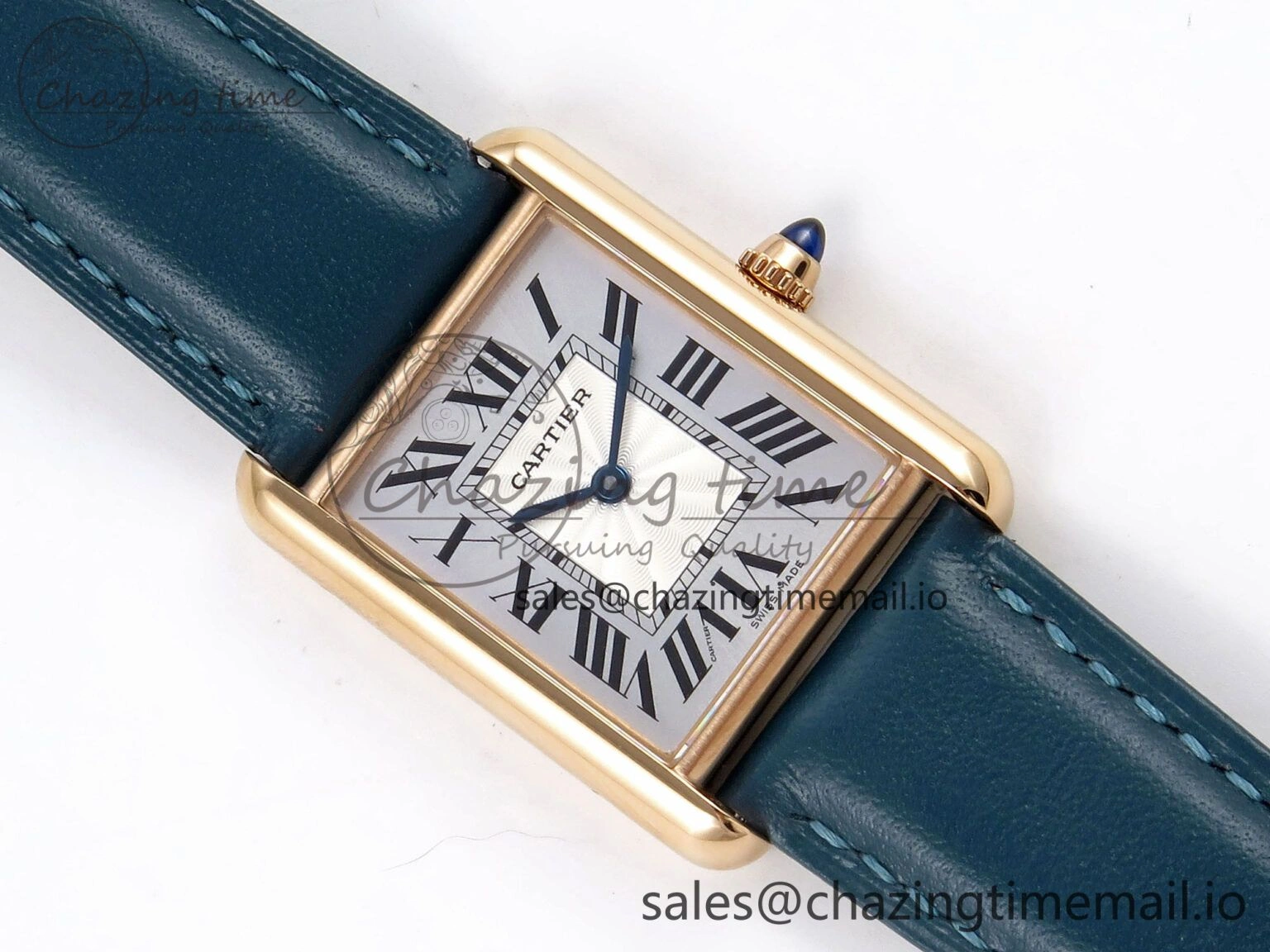 Tank Must RG 25.5mm AF 1:1 Best Edition White Dial on Blue Leather Strap Ronda Quartz Lightweight 5886