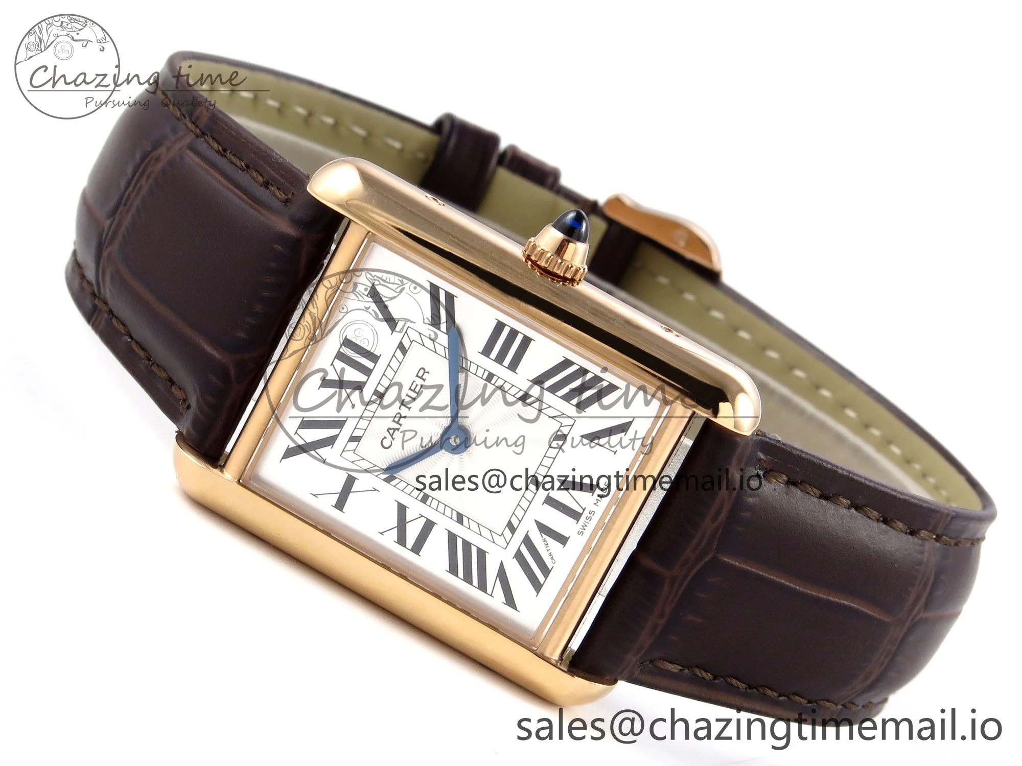Compact Tank Must RG 25.5mm AF 1:1 Best Edition White Dial on Brown Leather Strap Ronda Quartz 5887