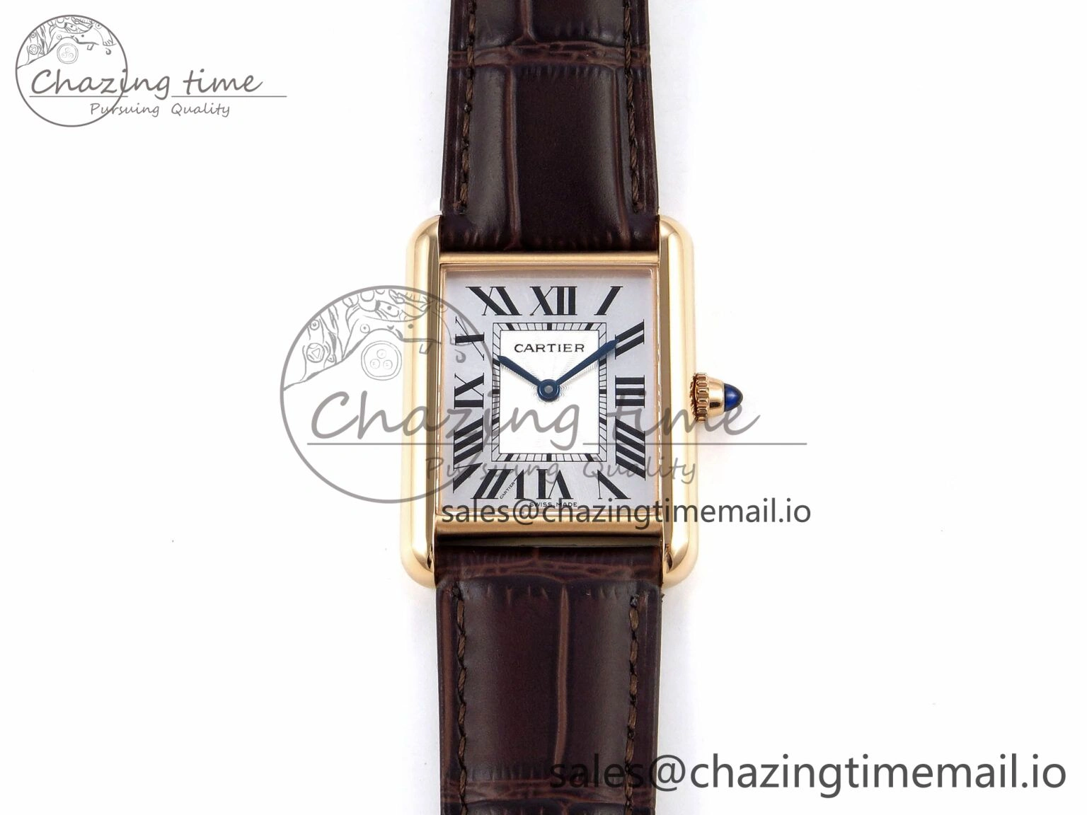 Compact Tank Must RG 25.5mm AF 1:1 Best Edition White Dial on Brown Leather Strap Ronda Quartz 5887