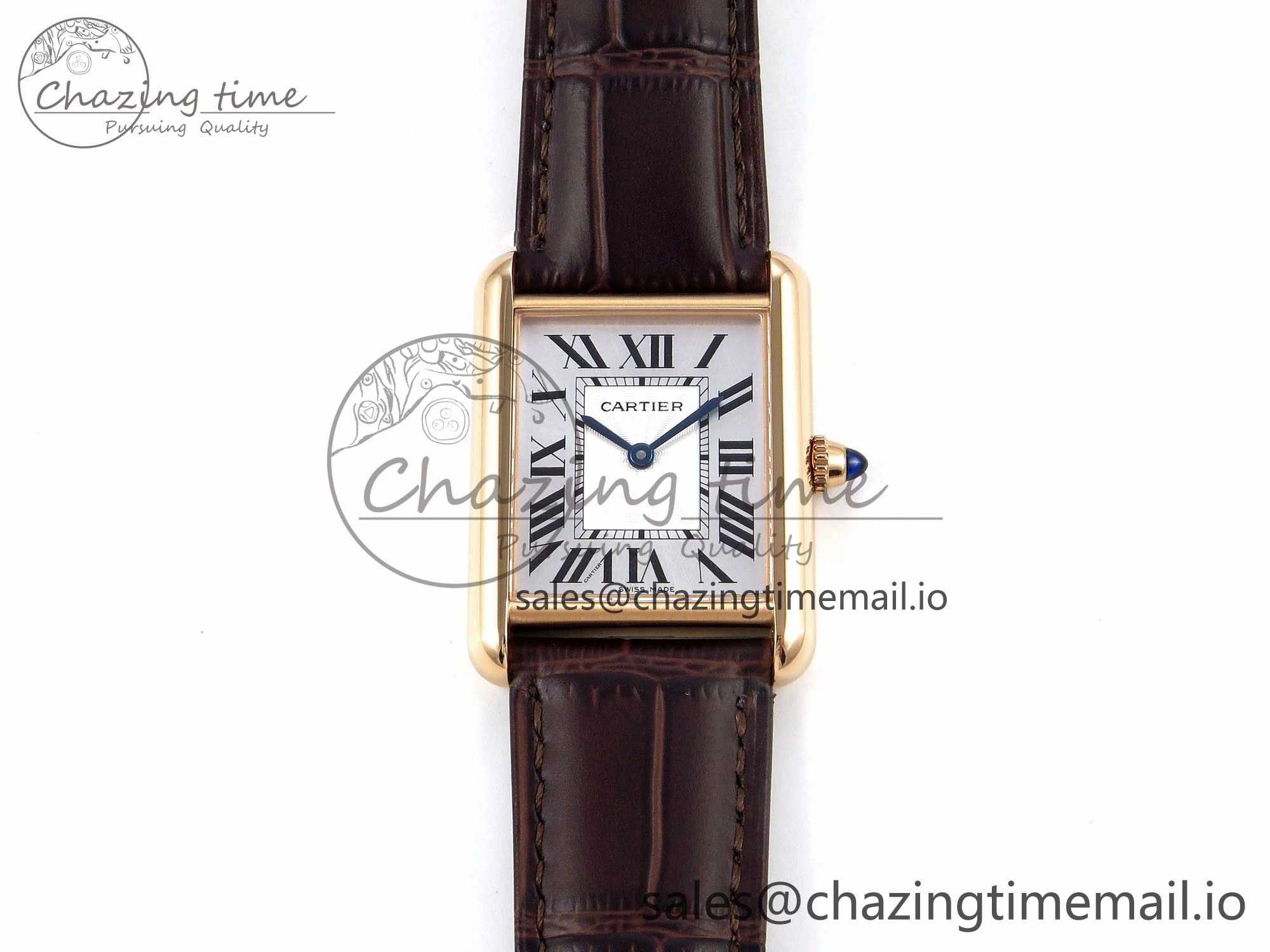 Compact Tank Must RG 25.5mm AF 1:1 Best Edition White Dial on Brown Leather Strap Ronda Quartz 5887
