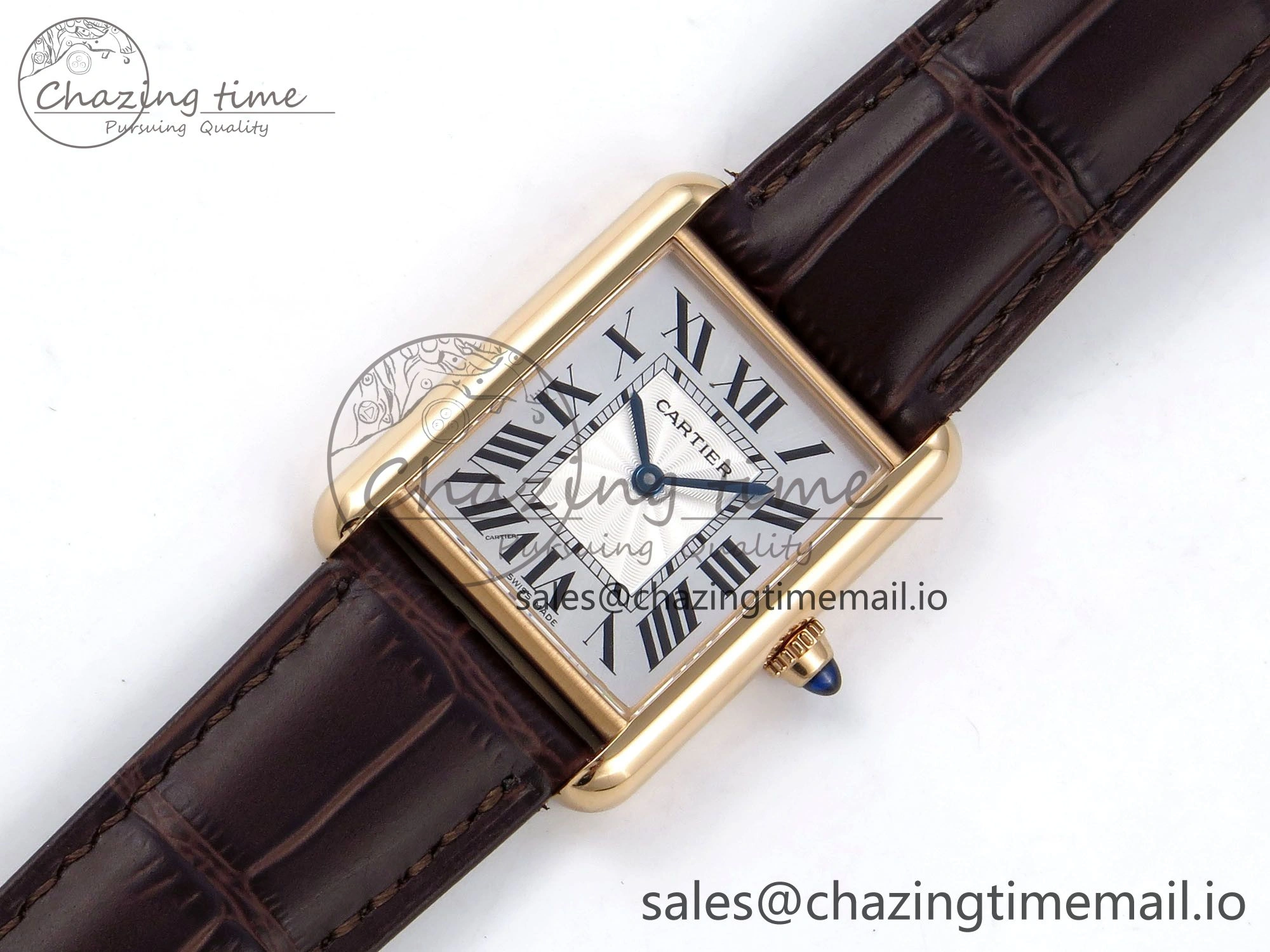 Compact Tank Must RG 25.5mm AF 1:1 Best Edition White Dial on Brown Leather Strap Ronda Quartz 5887