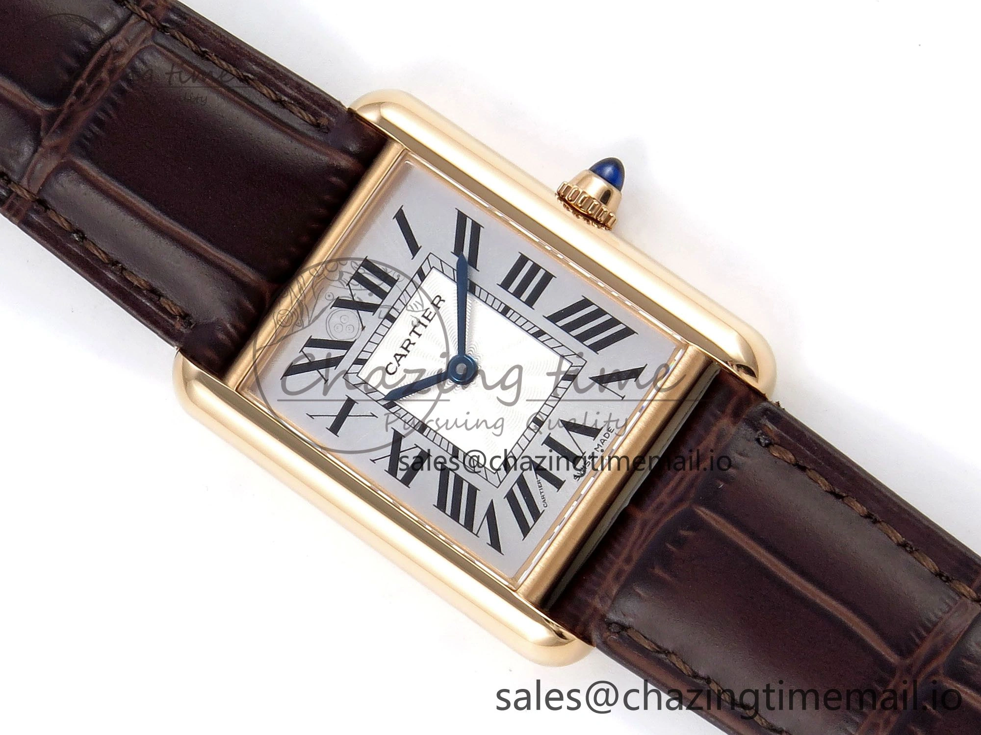 Compact Tank Must RG 25.5mm AF 1:1 Best Edition White Dial on Brown Leather Strap Ronda Quartz 5887