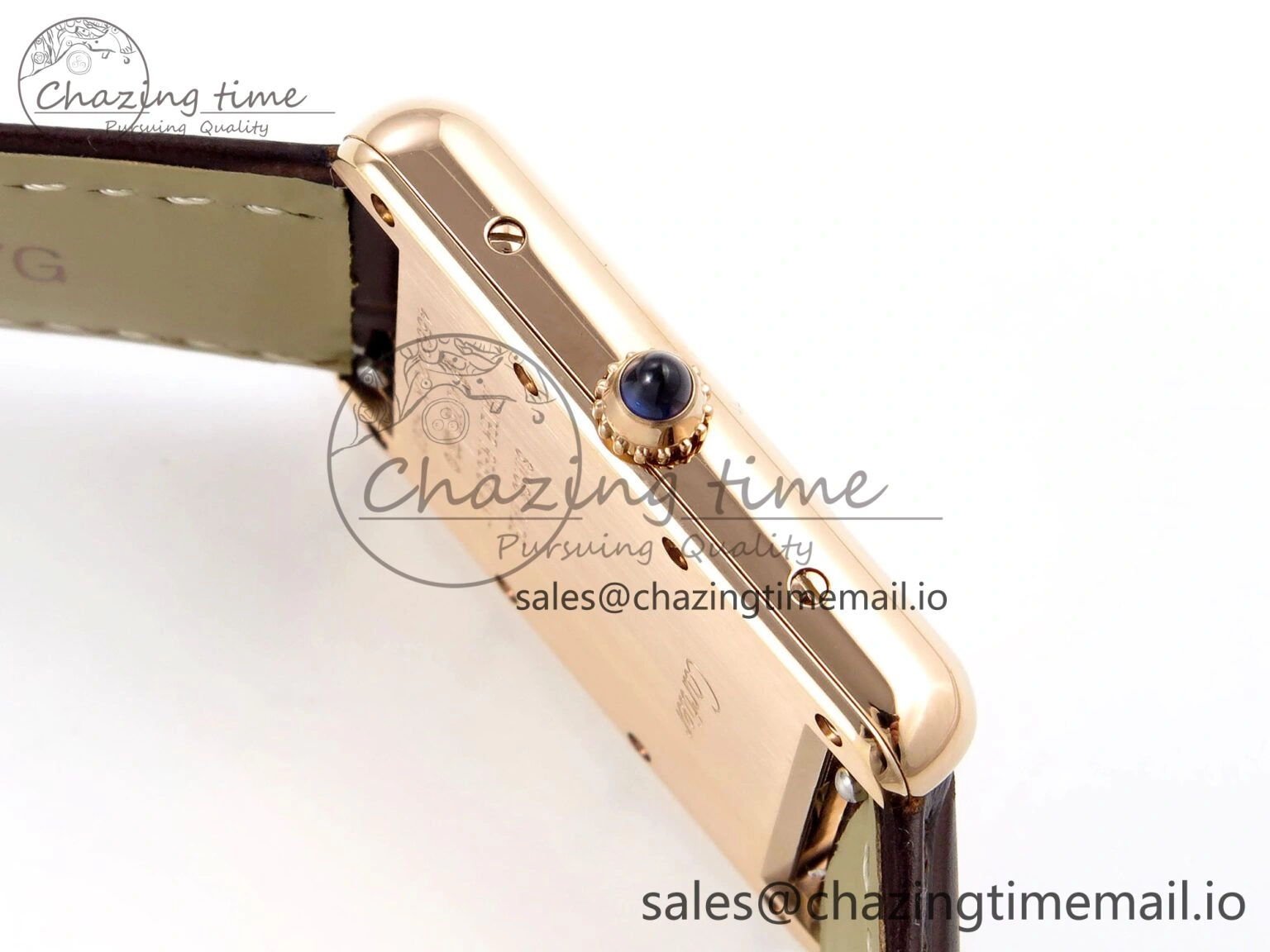 Compact Tank Must RG 25.5mm AF 1:1 Best Edition White Dial on Brown Leather Strap Ronda Quartz 5887