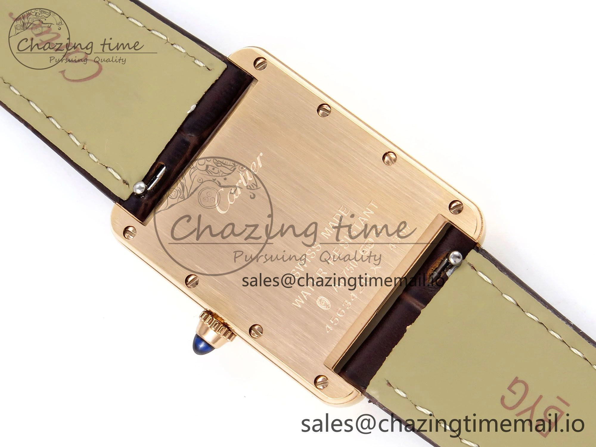 Compact Tank Must RG 25.5mm AF 1:1 Best Edition White Dial on Brown Leather Strap Ronda Quartz 5887