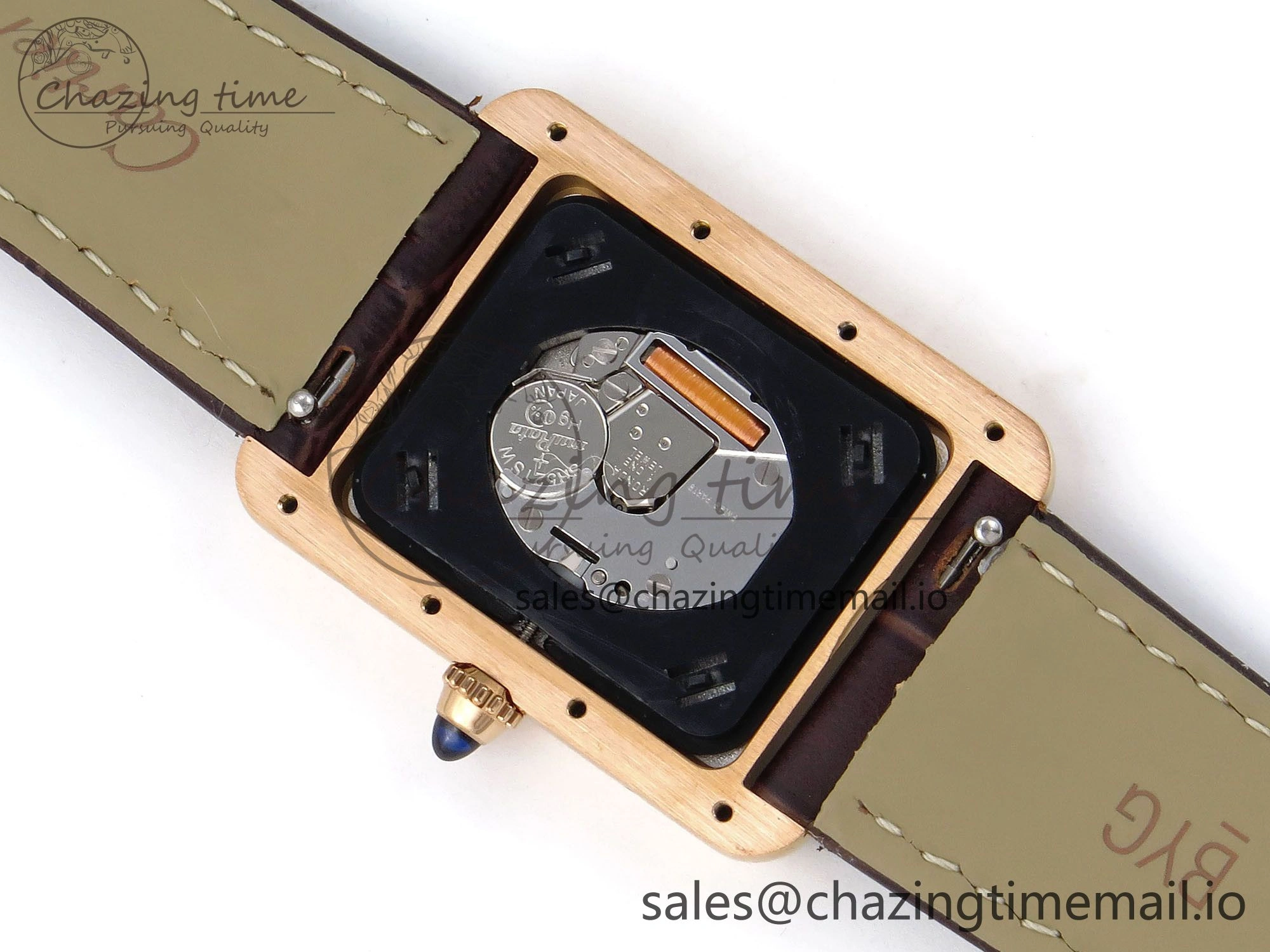 Compact Tank Must RG 25.5mm AF 1:1 Best Edition White Dial on Brown Leather Strap Ronda Quartz 5887