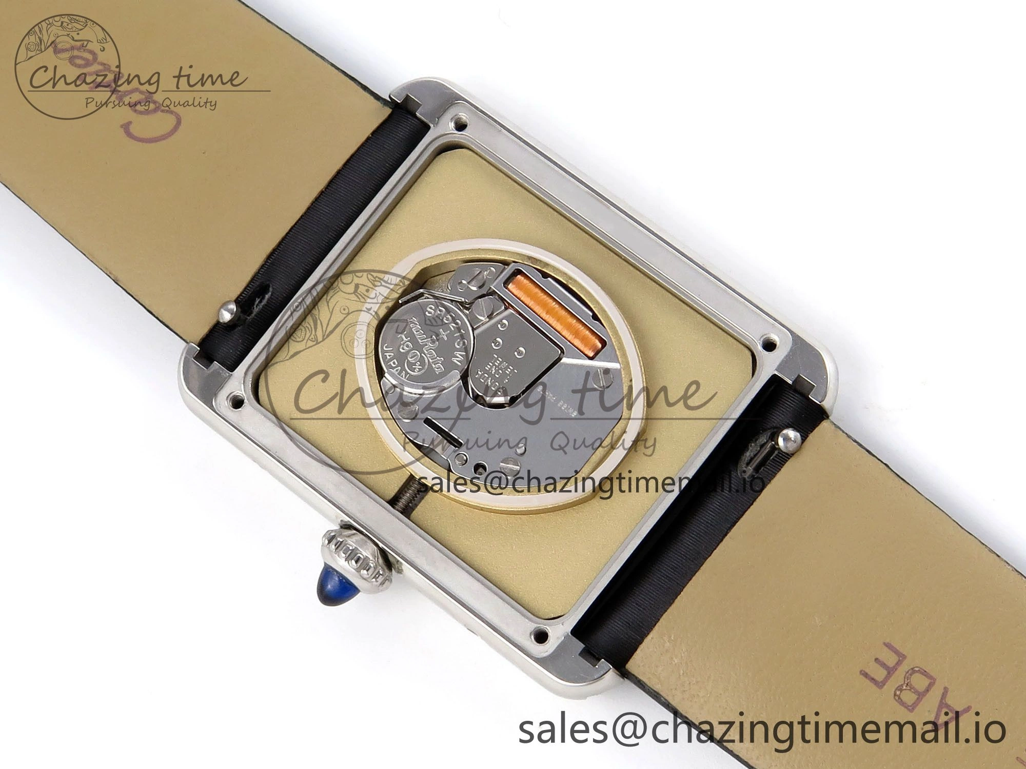 Tank Must SS 25.5mm AF 1:1 Best Edition White Dial Diamonds Bezel on Black Fabric Strap Ronda Quartz Comfortable 5883