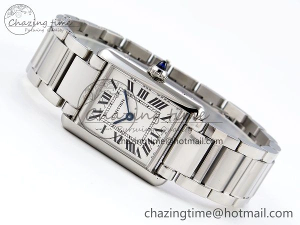 Timeless Tank Must SS 33.7mm DRF 1:1 Best Edition White Dial on SS Bracelet Jap Quartz 5964