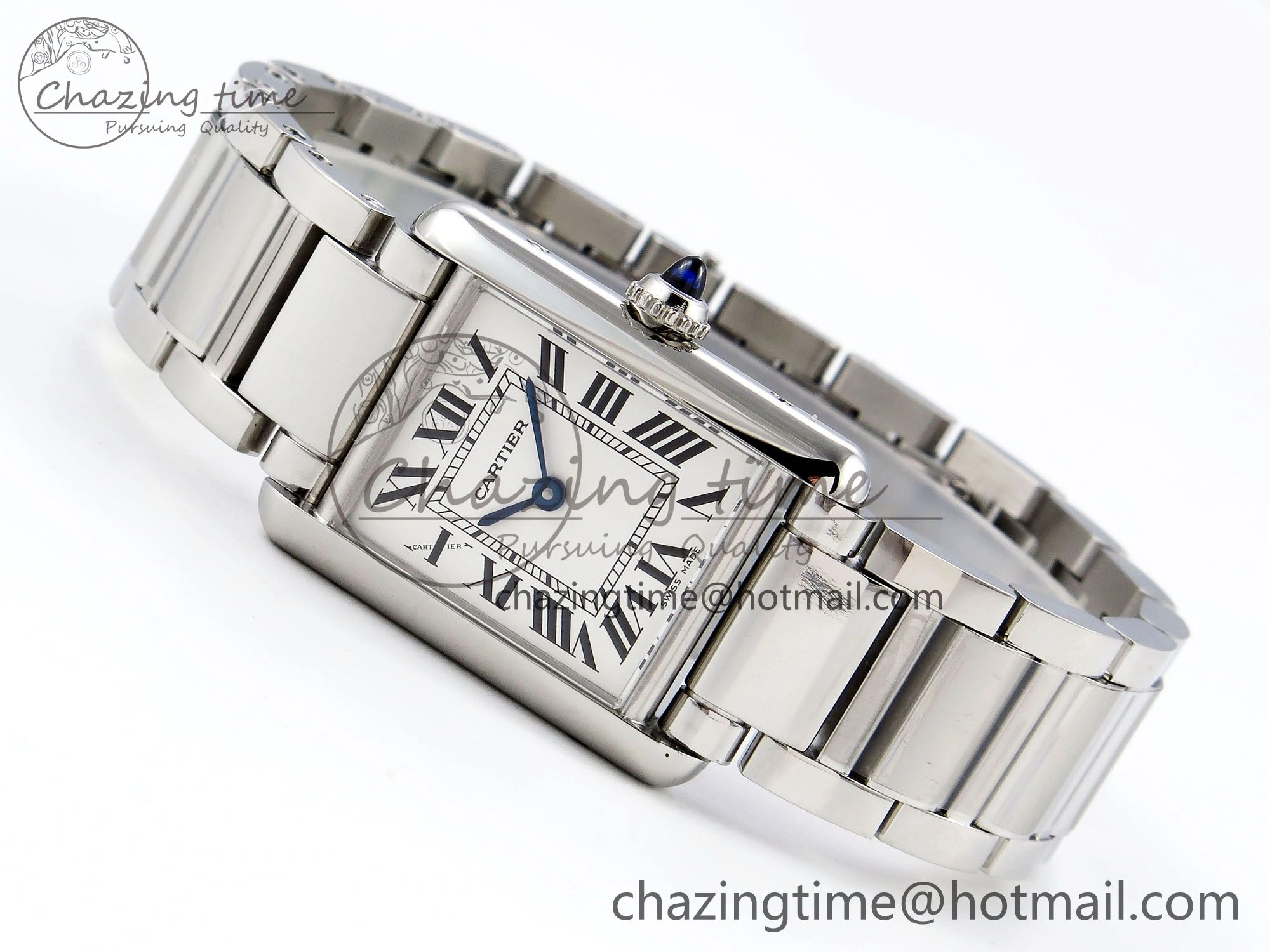 Timeless Tank Must SS 33.7mm DRF 1:1 Best Edition White Dial on SS Bracelet Jap Quartz 5964
