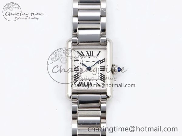 Timeless Tank Must SS 33.7mm DRF 1:1 Best Edition White Dial on SS Bracelet Jap Quartz 5964