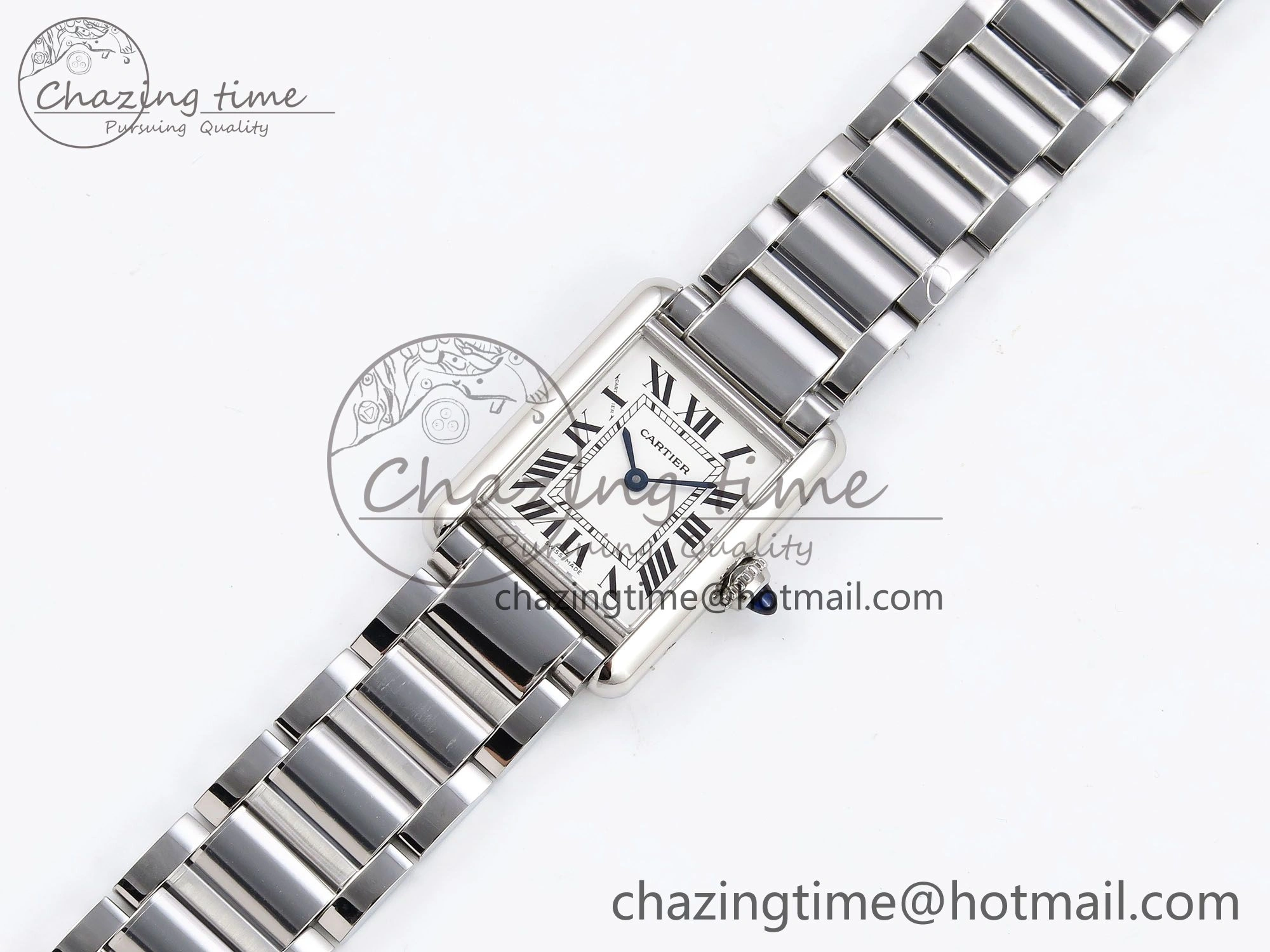 Timeless Tank Must SS 33.7mm DRF 1:1 Best Edition White Dial on SS Bracelet Jap Quartz 5964