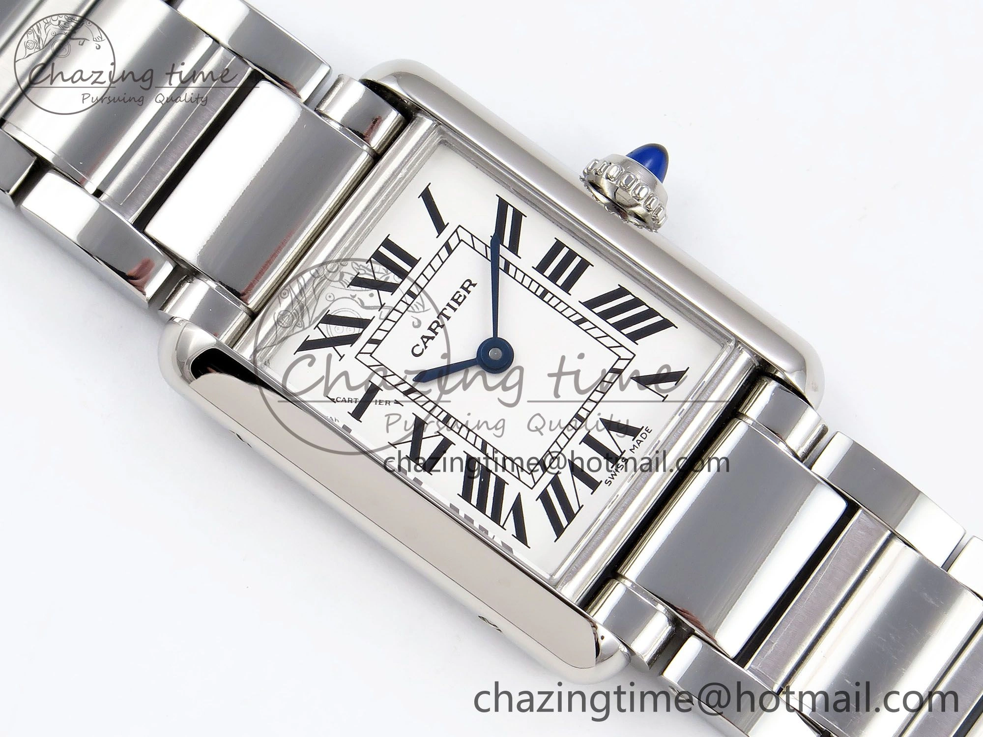 Timeless Tank Must SS 33.7mm DRF 1:1 Best Edition White Dial on SS Bracelet Jap Quartz 5964
