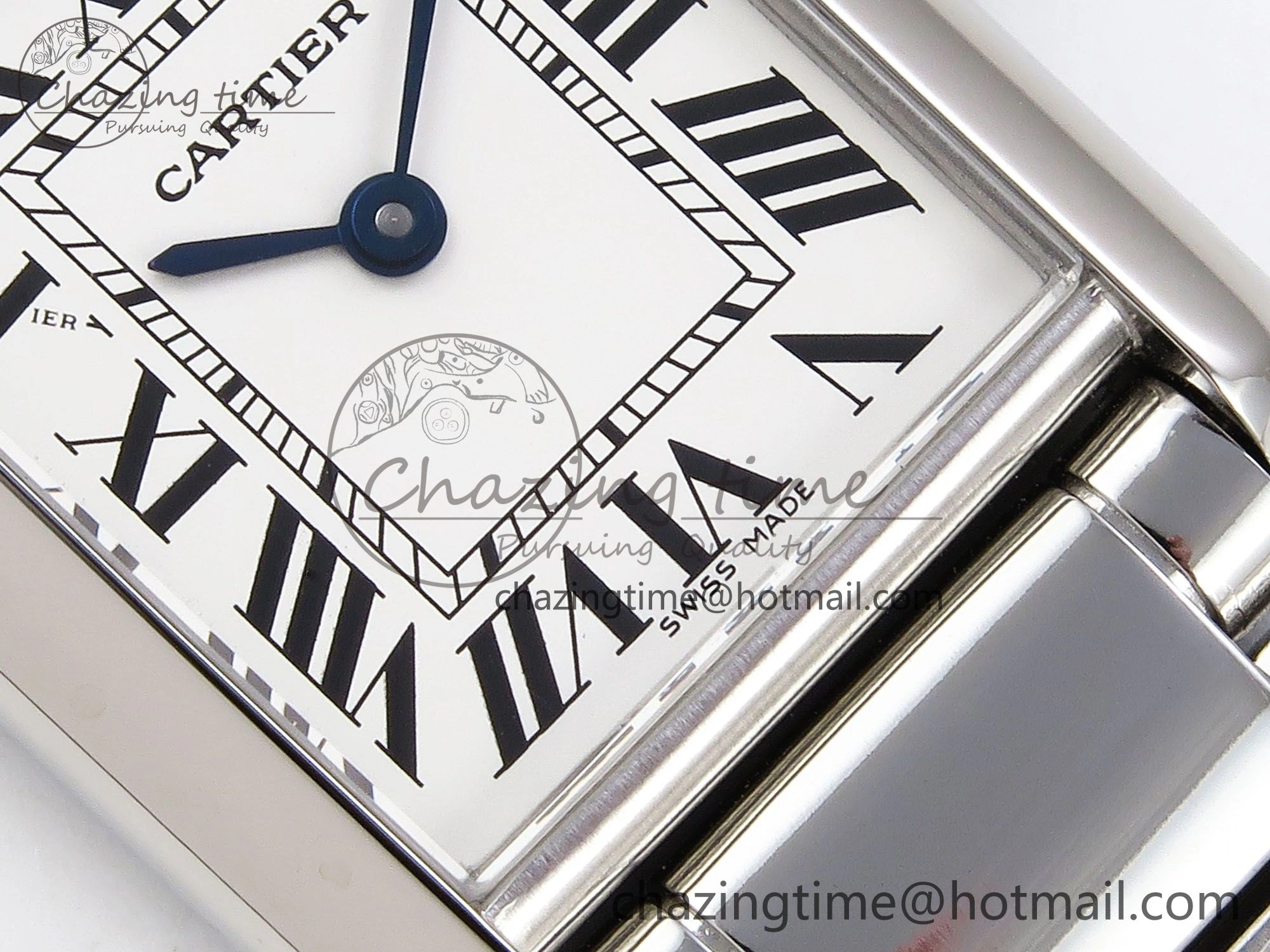 Timeless Tank Must SS 33.7mm DRF 1:1 Best Edition White Dial on SS Bracelet Jap Quartz 5964