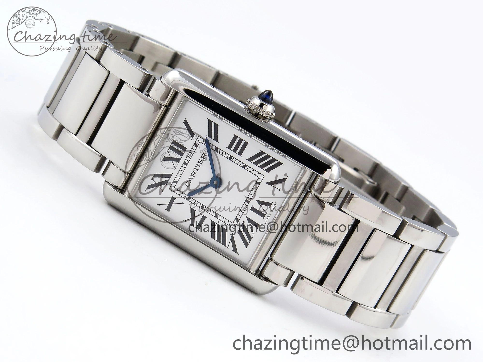Cozy Tank Must SS 33.7mm DRF 1:1 Best Edition White Dial on SS Bracelet Jap Quartz 5961
