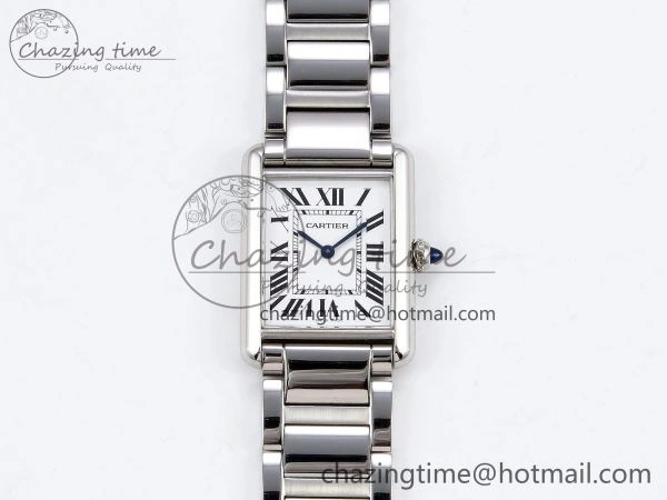Cozy Tank Must SS 33.7mm DRF 1:1 Best Edition White Dial on SS Bracelet Jap Quartz 5961