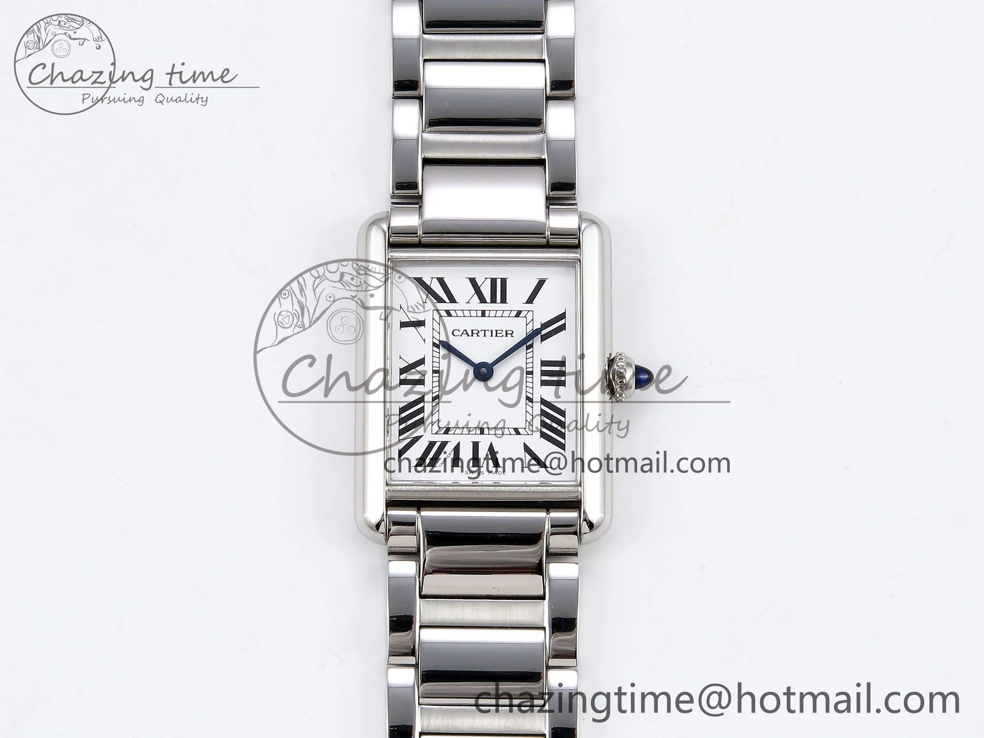 Cozy Tank Must SS 33.7mm DRF 1:1 Best Edition White Dial on SS Bracelet Jap Quartz 5961