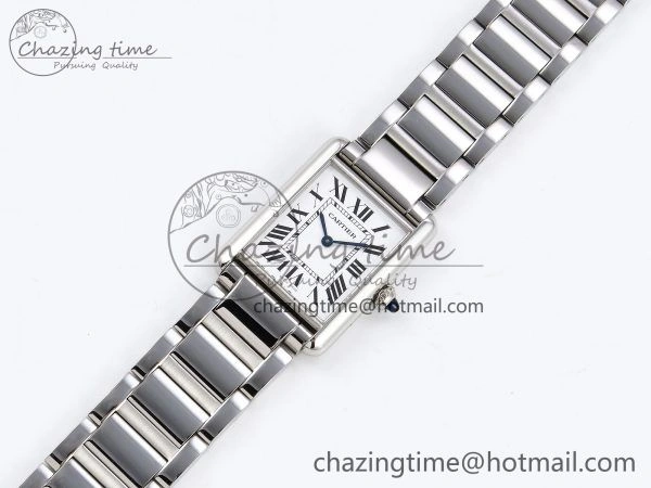 Cozy Tank Must SS 33.7mm DRF 1:1 Best Edition White Dial on SS Bracelet Jap Quartz 5961