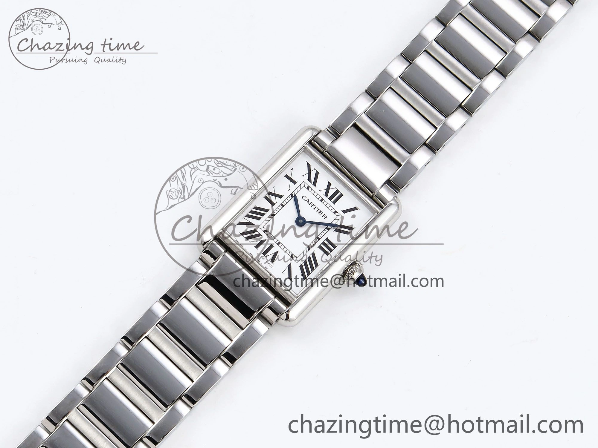 Cozy Tank Must SS 33.7mm DRF 1:1 Best Edition White Dial on SS Bracelet Jap Quartz 5961