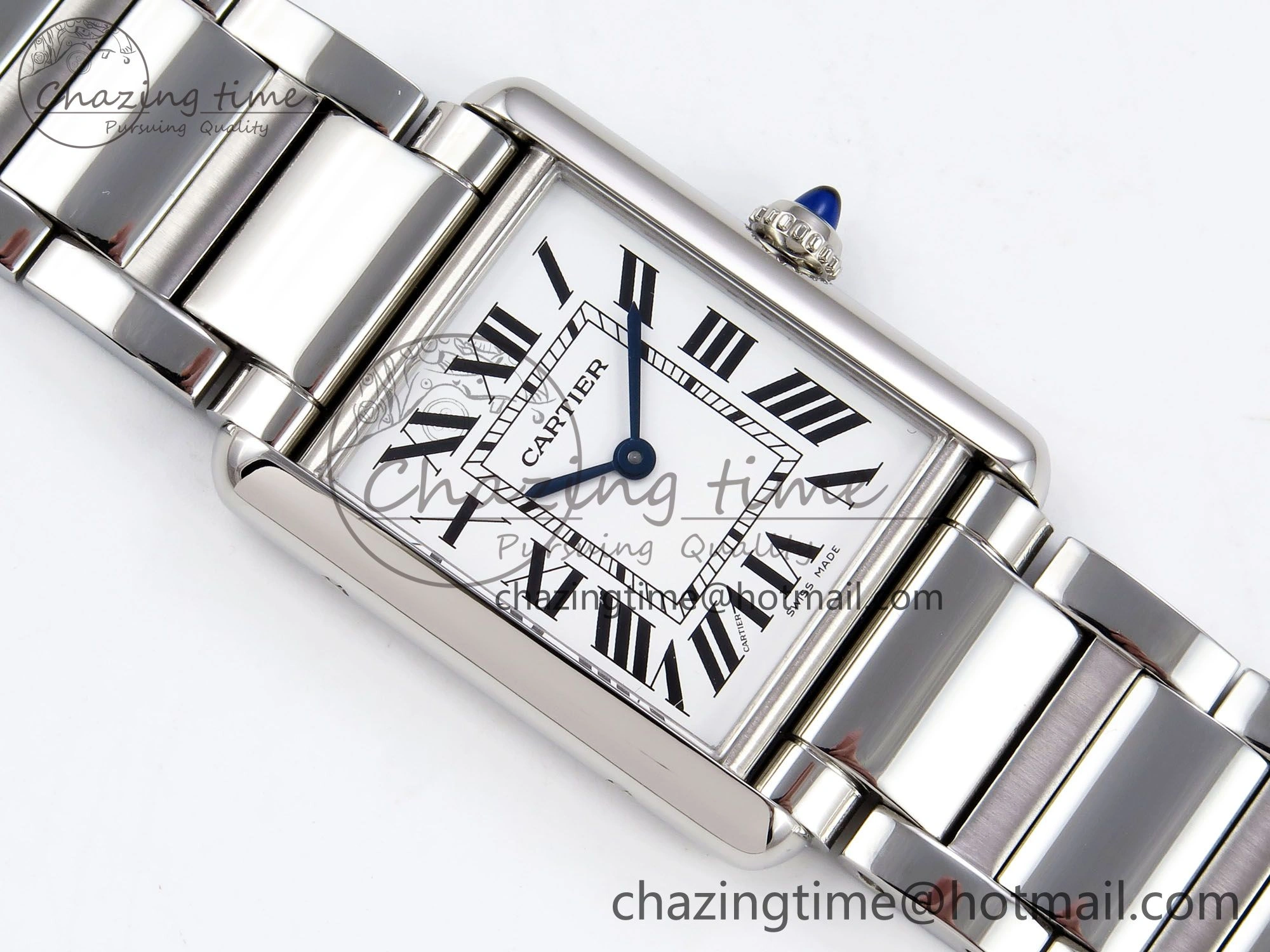 Cozy Tank Must SS 33.7mm DRF 1:1 Best Edition White Dial on SS Bracelet Jap Quartz 5961