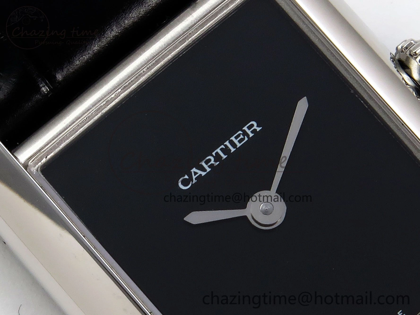 Tank Must Small SS 29mm DRF 1:1 Best Edition Black Dial on Black Leather Strap Swiss Quartz WrinkleFree 5954