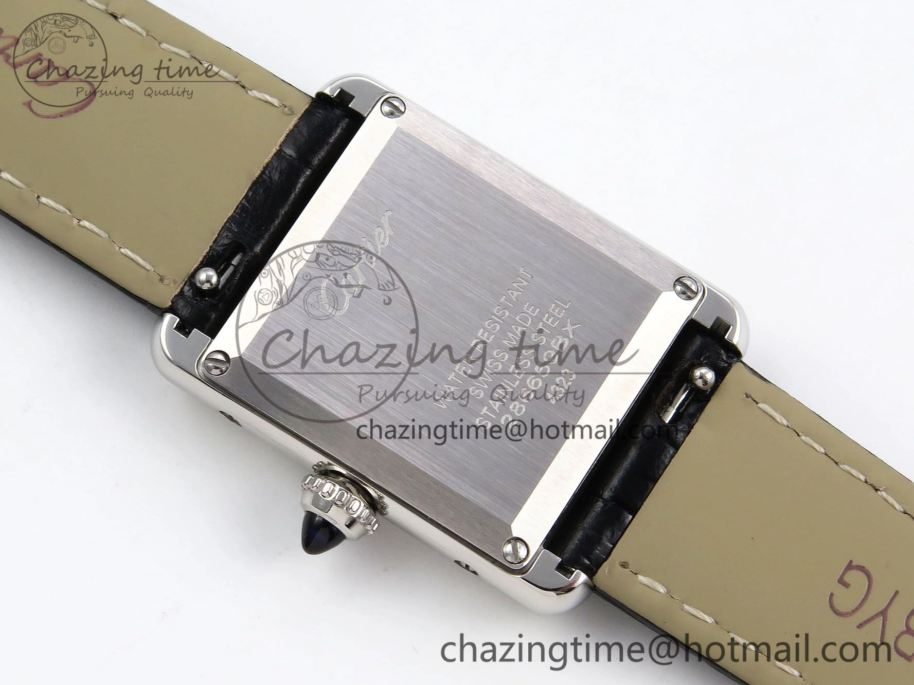 Tank Must Small SS 29mm DRF 1:1 Best Edition Black Dial on Black Leather Strap Swiss Quartz WrinkleFree 5954