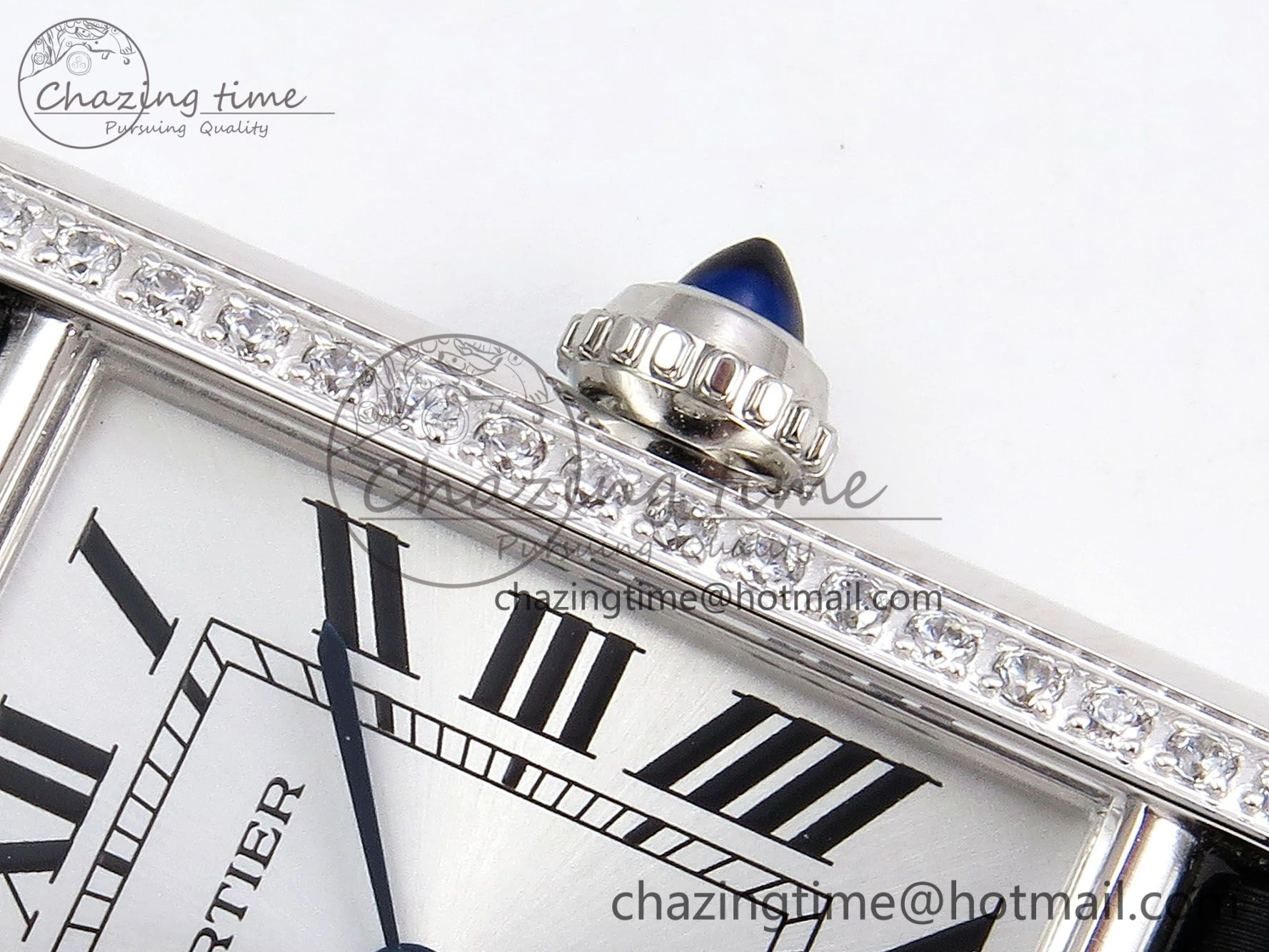 Tank Must Small SS 29mm DRF 1:1 Best Edition White Dial Diamonds Bezel on Black Calfskin Strap Swiss Quartz Stylish 5952