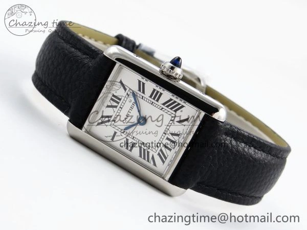 Tank Must Small SS 29mm DRF 1:1 Best Edition White Dial on Black Leather Strap Swiss Quartz MultiPurpose 5947