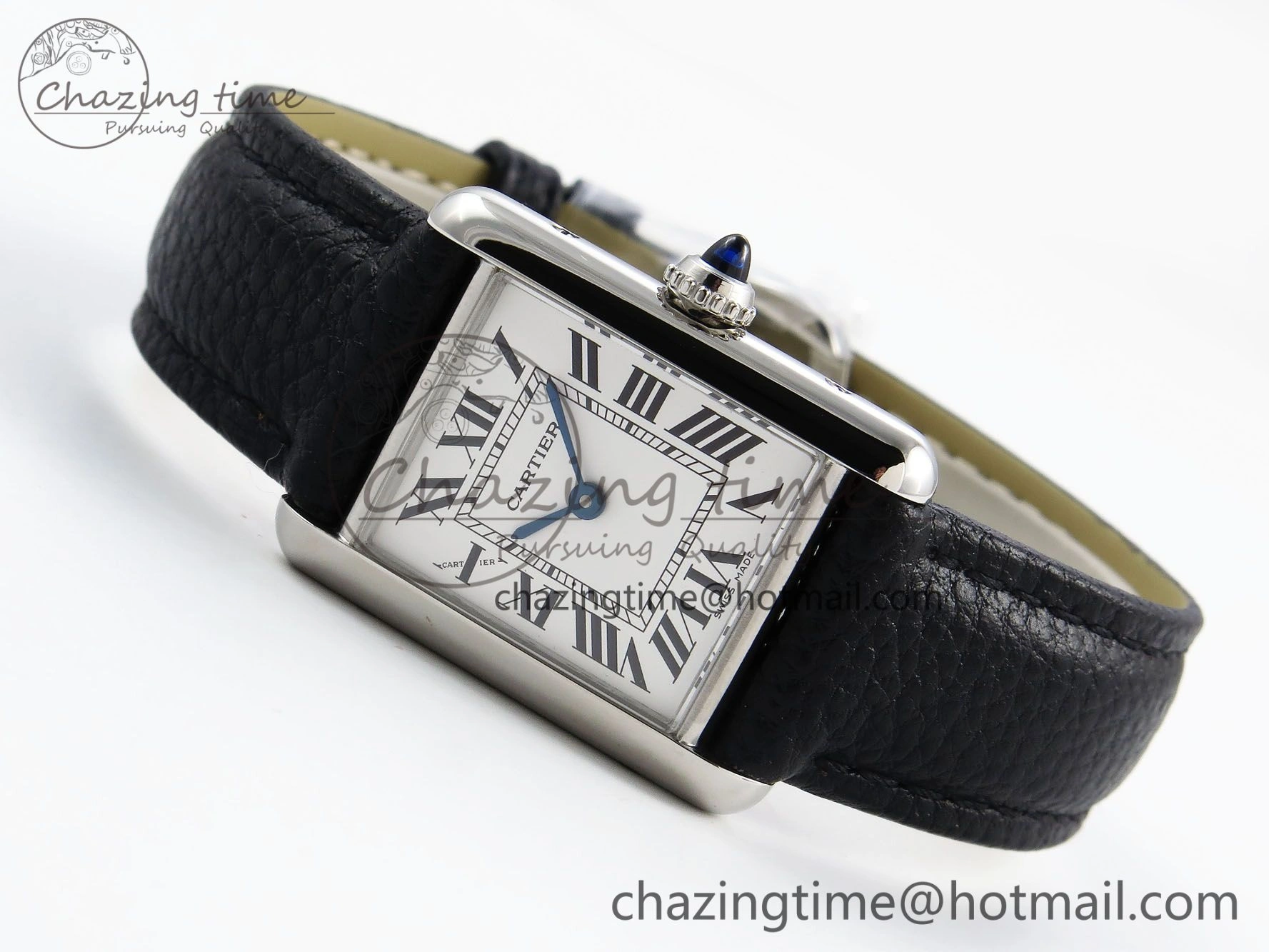 Tank Must Small SS 29mm DRF 1:1 Best Edition White Dial on Black Leather Strap Swiss Quartz MultiPurpose 5947