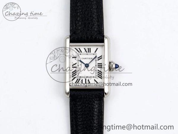 Tank Must Small SS 29mm DRF 1:1 Best Edition White Dial on Black Leather Strap Swiss Quartz MultiPurpose 5947