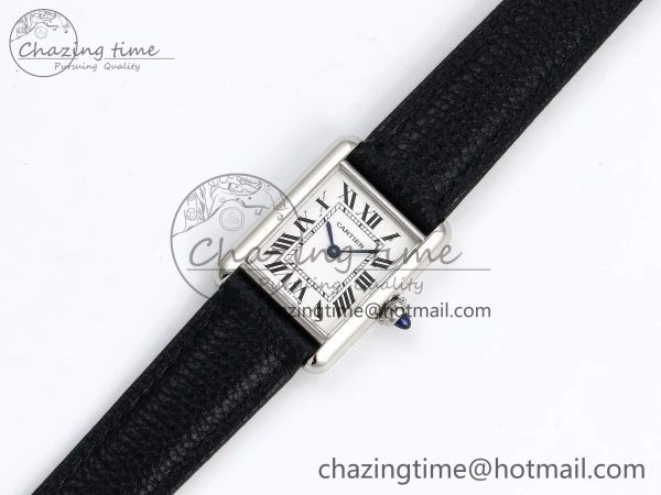 Tank Must Small SS 29mm DRF 1:1 Best Edition White Dial on Black Leather Strap Swiss Quartz MultiPurpose 5947