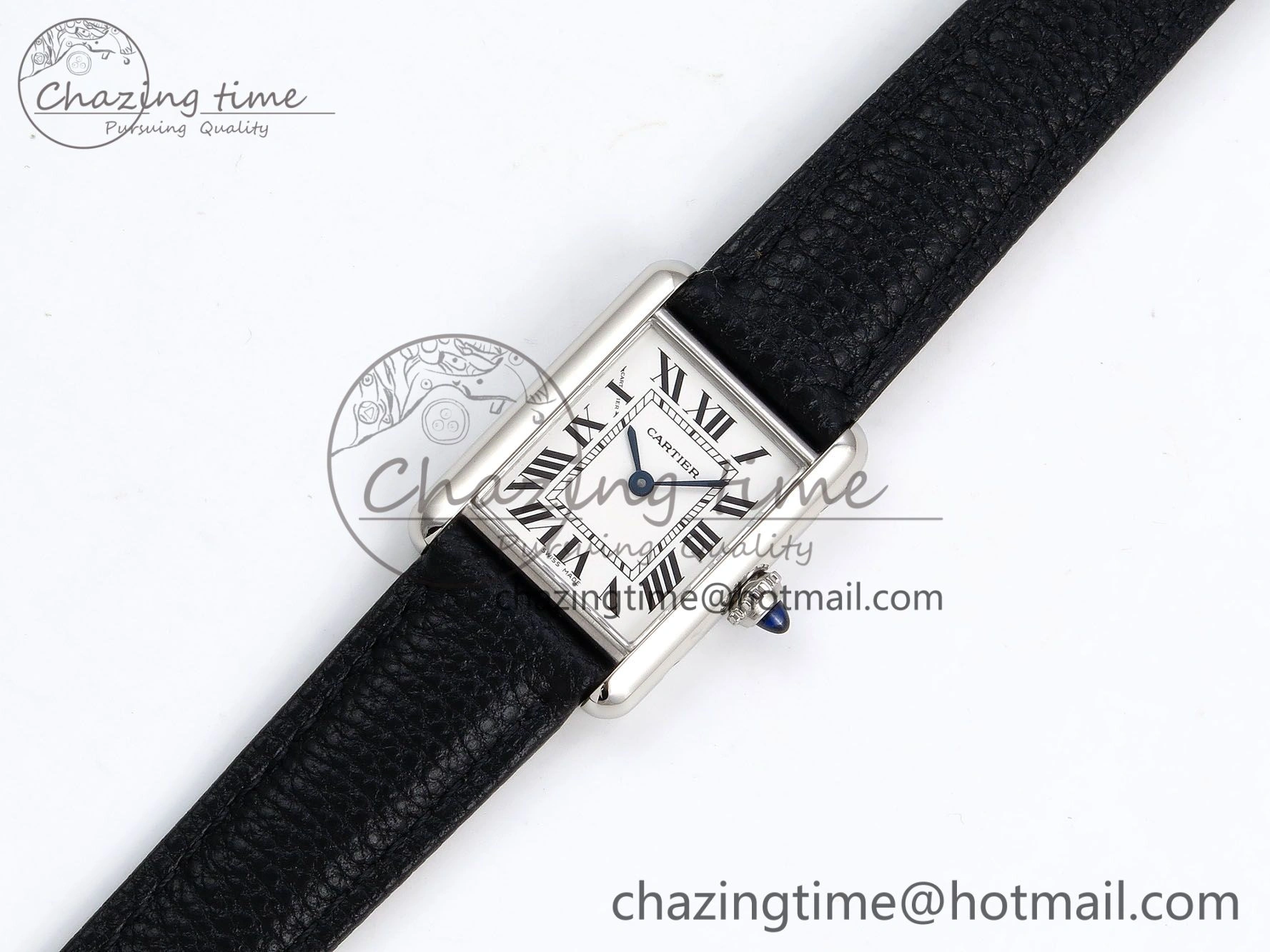 Tank Must Small SS 29mm DRF 1:1 Best Edition White Dial on Black Leather Strap Swiss Quartz MultiPurpose 5947