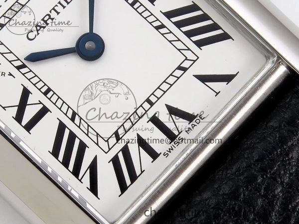 Tank Must Small SS 29mm DRF 1:1 Best Edition White Dial on Black Leather Strap Swiss Quartz MultiPurpose 5947
