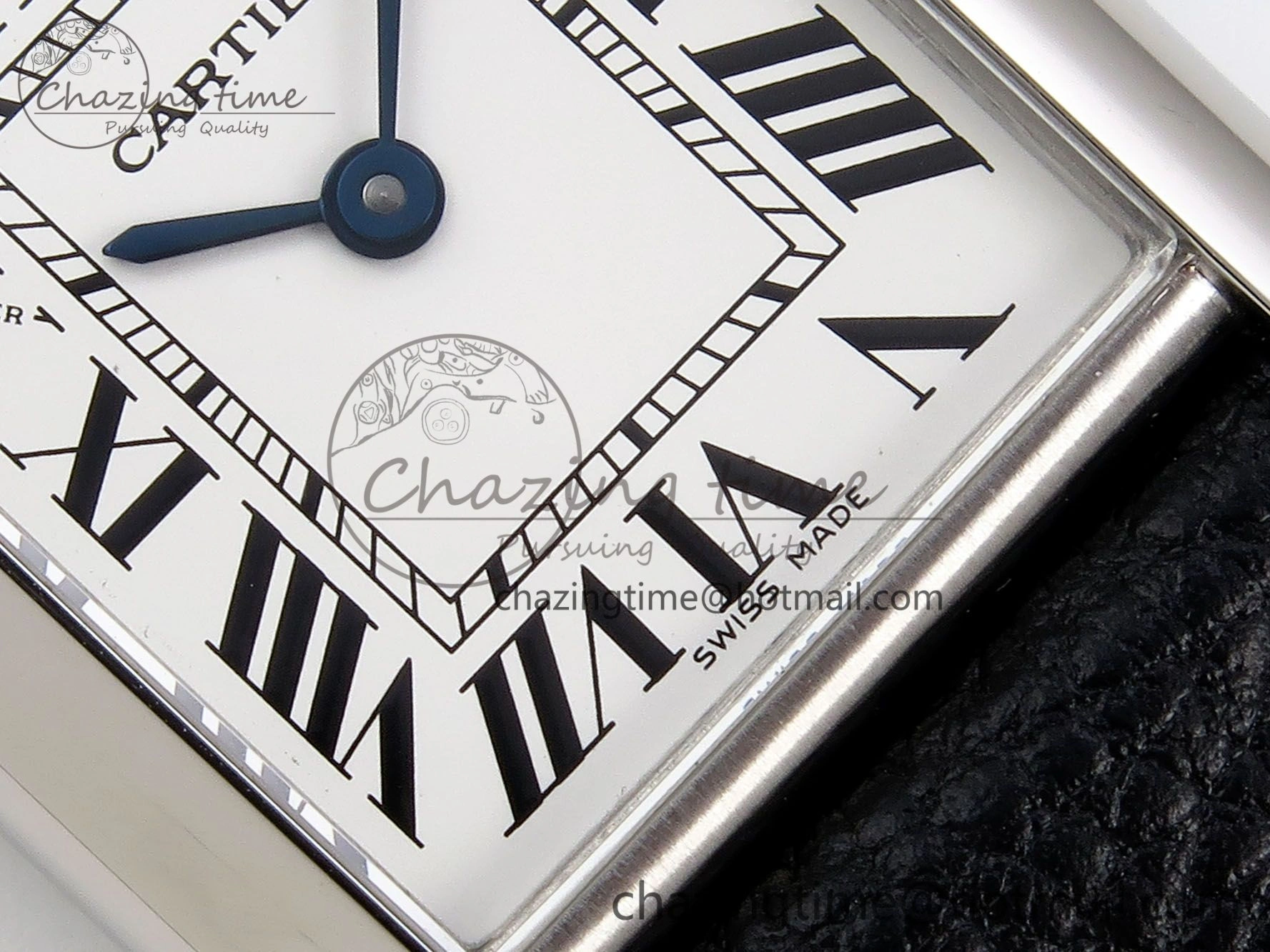 Tank Must Small SS 29mm DRF 1:1 Best Edition White Dial on Black Leather Strap Swiss Quartz MultiPurpose 5947