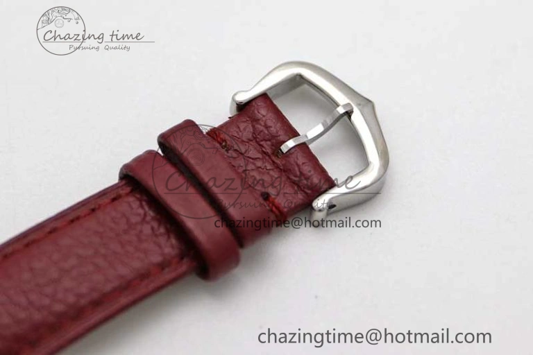 ComfortFit Tank Must Small SS K11F 1:1 Best Edition White Dial Diamonds Bezel on Red Leather Strap Ronda Quartz 6063