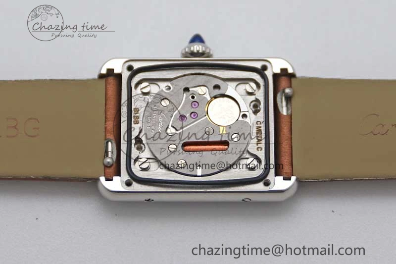 FashionForward Tank Must Small SS K11F 1:1 Best Edition White Dial Diamonds Bezel on Satin Leather Strap Ronda Quartz 6066