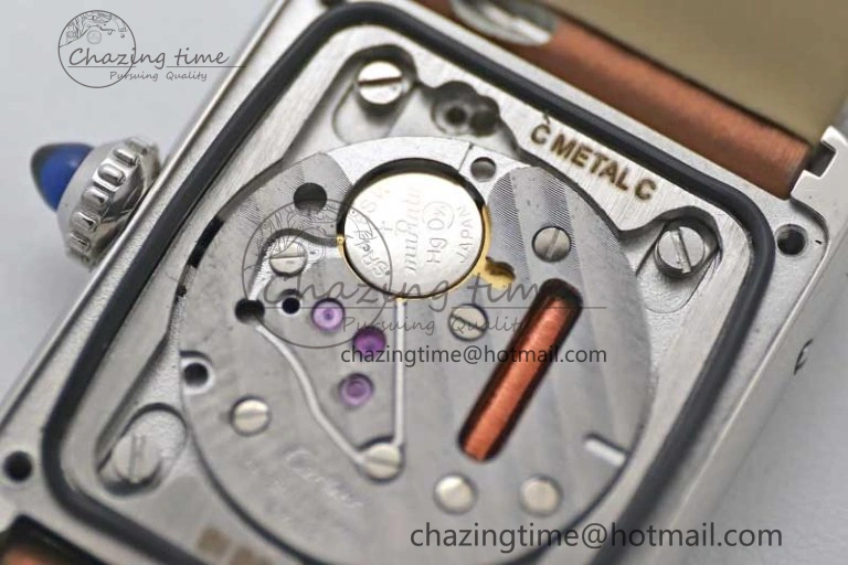 FashionForward Tank Must Small SS K11F 1:1 Best Edition White Dial Diamonds Bezel on Satin Leather Strap Ronda Quartz 6066