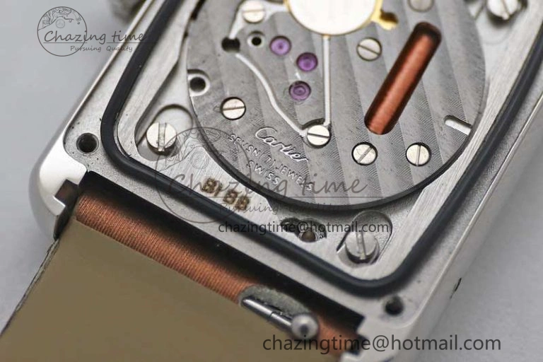 FashionForward Tank Must Small SS K11F 1:1 Best Edition White Dial Diamonds Bezel on Satin Leather Strap Ronda Quartz 6066