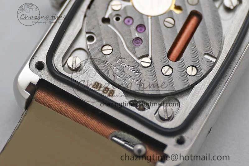 FashionForward Tank Must Small SS K11F 1:1 Best Edition White Dial Diamonds Bezel on Satin Leather Strap Ronda Quartz 6066